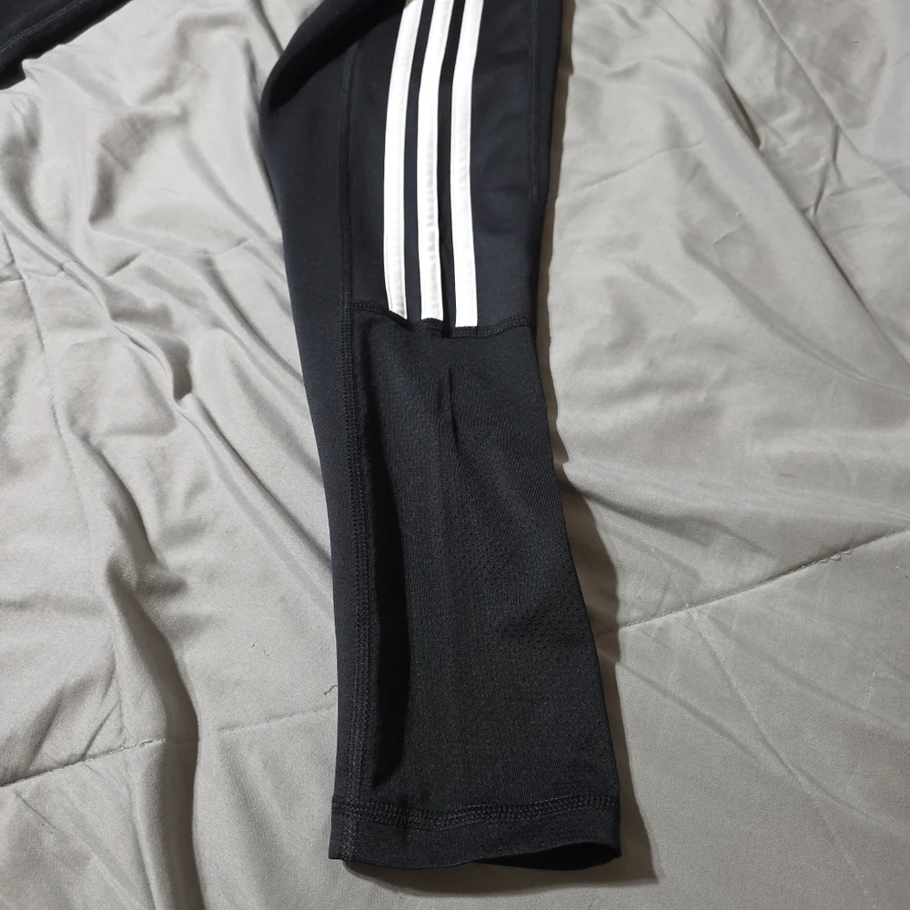 Adidas Leggings Women's Black Primegreen Aeroready Three Stripes Pocket Gym M - Picture 7 of 10
